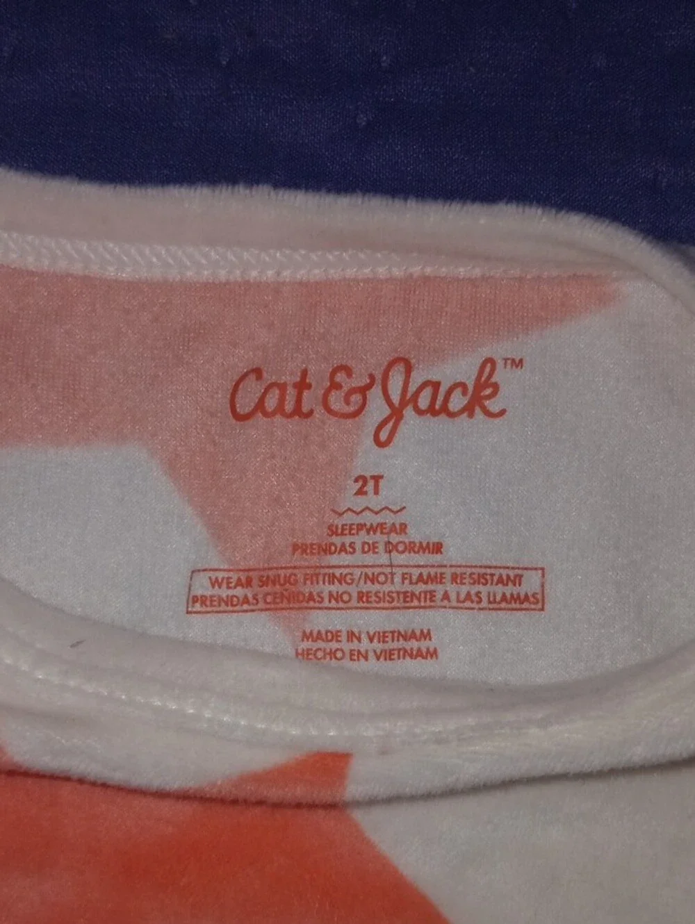 Cat & Jack White Pajama Set with Coral Star Print